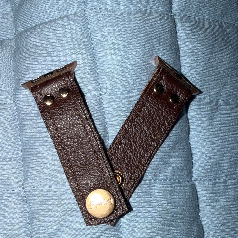 Brown Leather Apple Watch Band with Gold Hardware